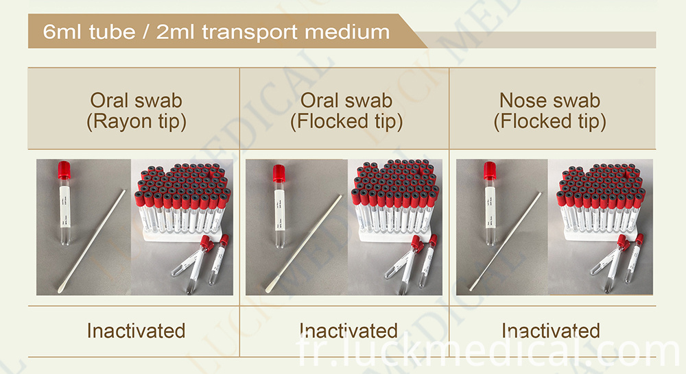 milieu de transport inactif Vrial 6ml inactive Vrial Transport medium 6ml